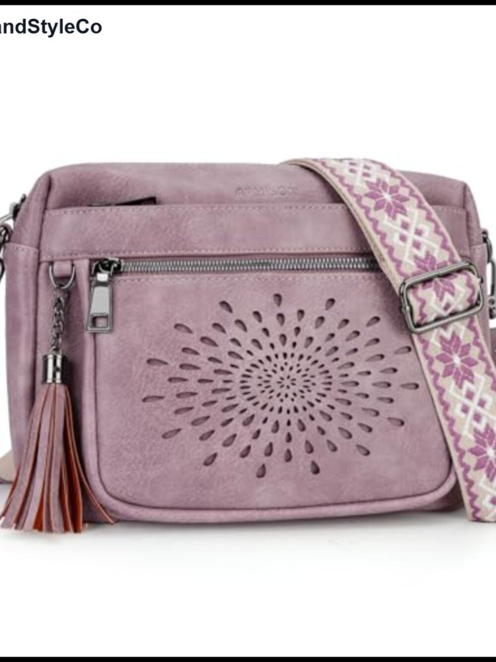 PU Leather Crossbody Bag Quilted Sunflower Adjustable Strap